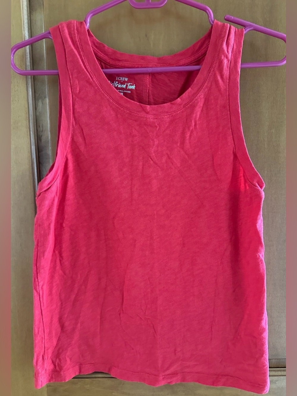 J. Crew Bright Red Girlfriend Tank Top Scoop Neck 100% Cotton XS